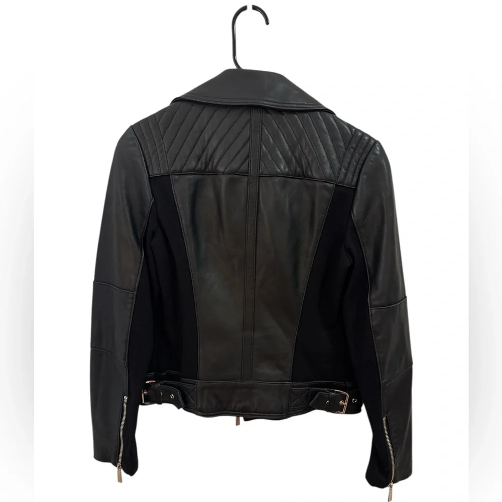 Michael Michael Kors Black Leather Moto Jacket - Picture 4 of 4